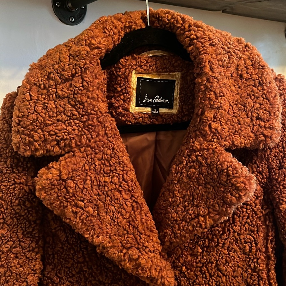 Sam Edelman teddy bear coat, small, rust color, super cute, NWOT